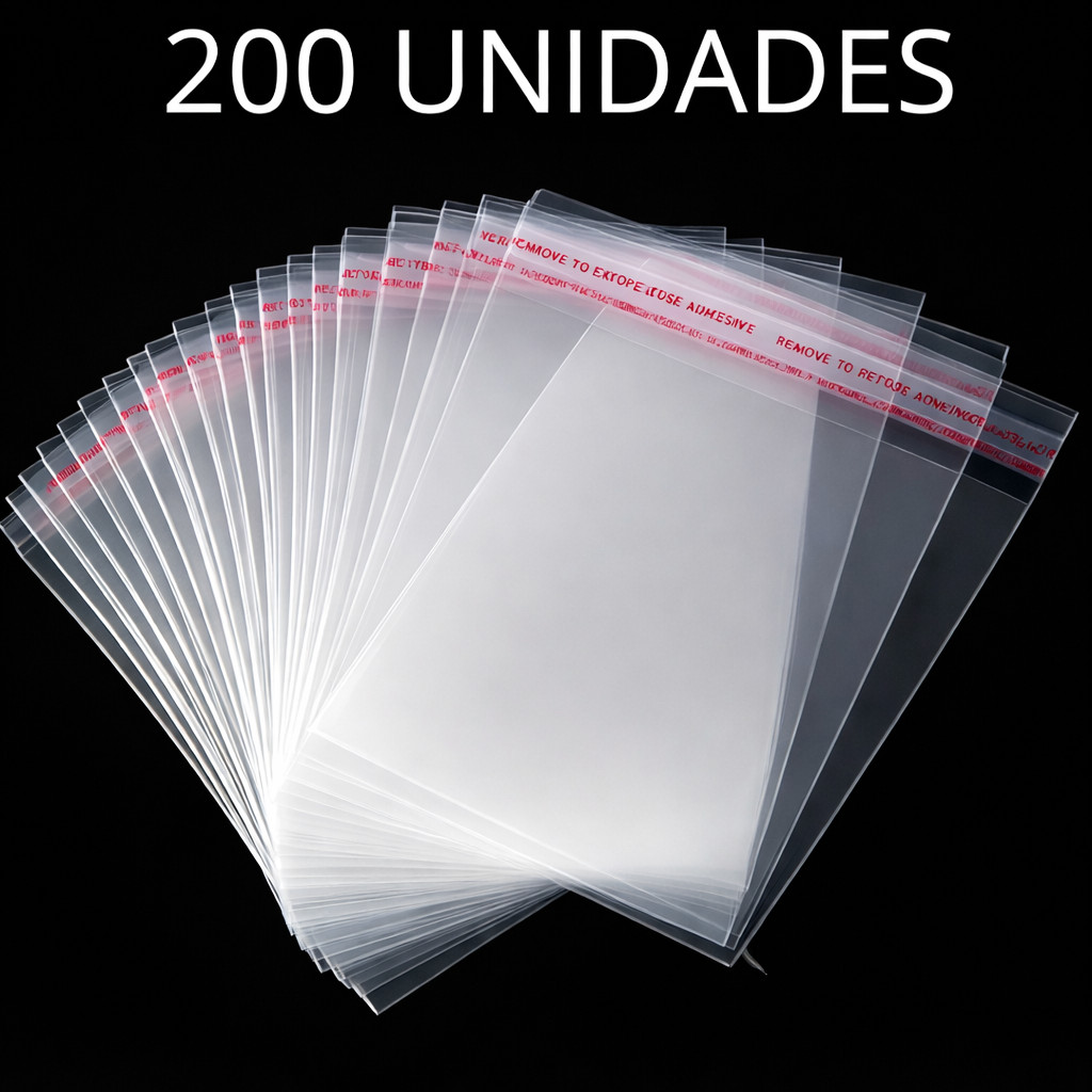 200 Saquinhos Plásticos com Lacre Adesivo para Bi