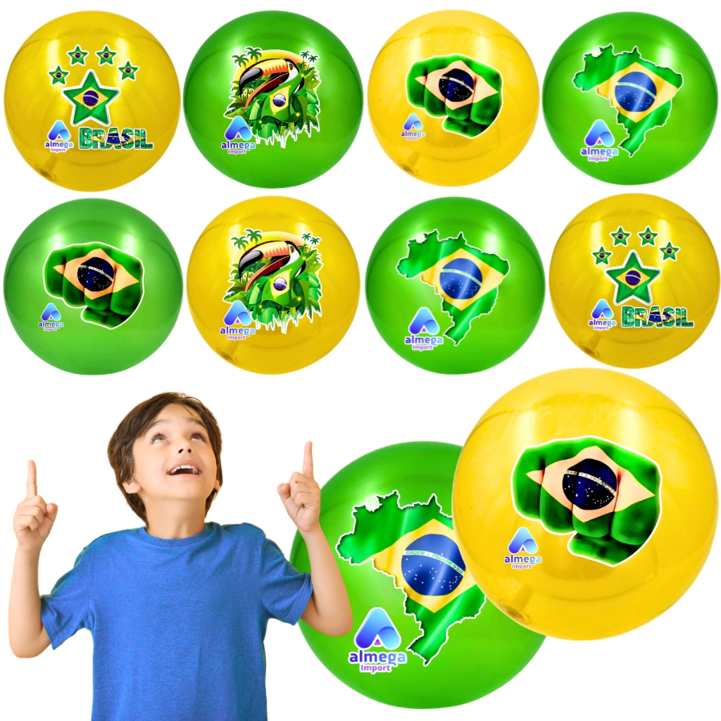 10 Bolas Futebol Praia Vôlei de Vinil Tema Brasil