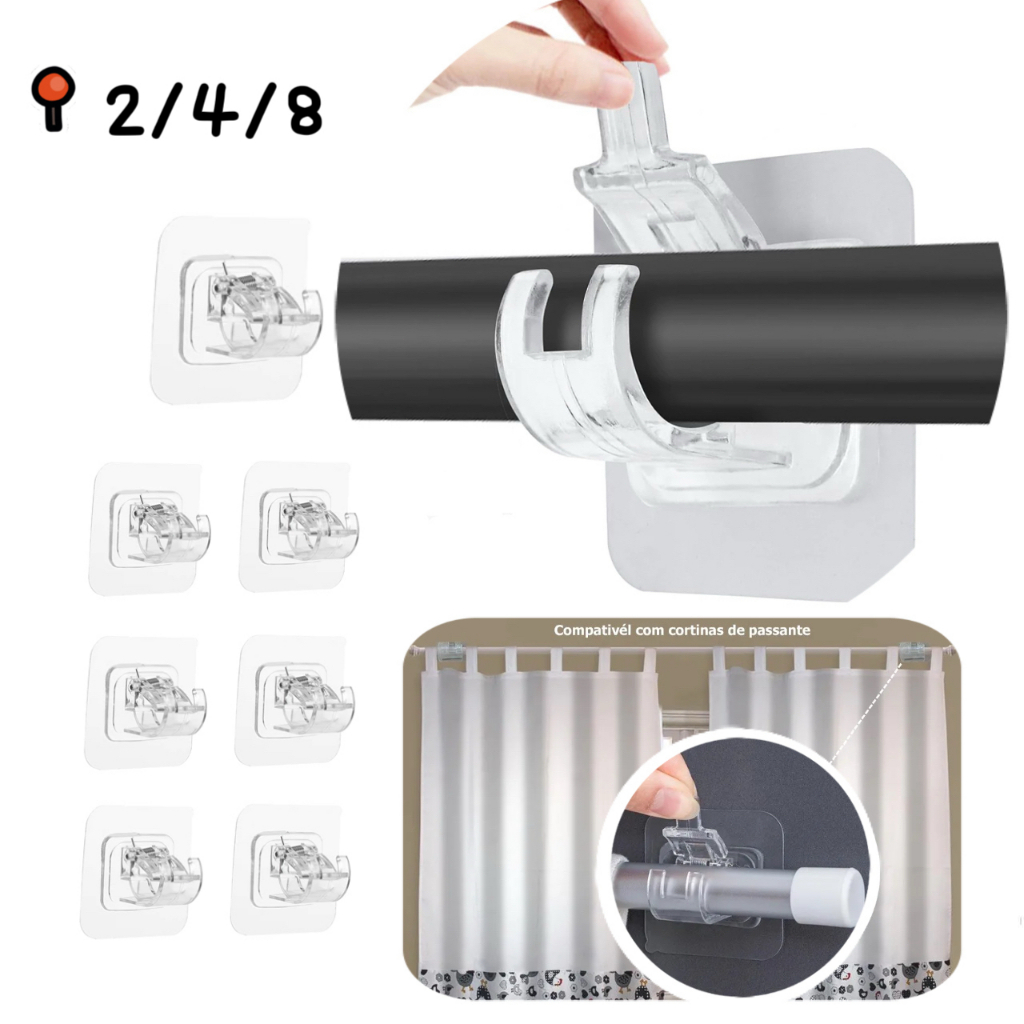2/4/8pcs Suporte De Haste De Cortina Autoadesivo G