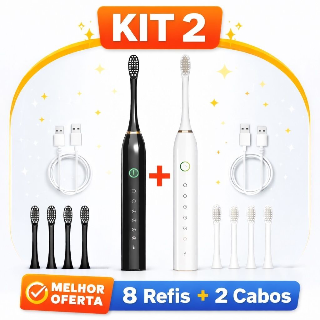 Kit Escova de Dente Elétrica 2 Unidades | IPX7 À