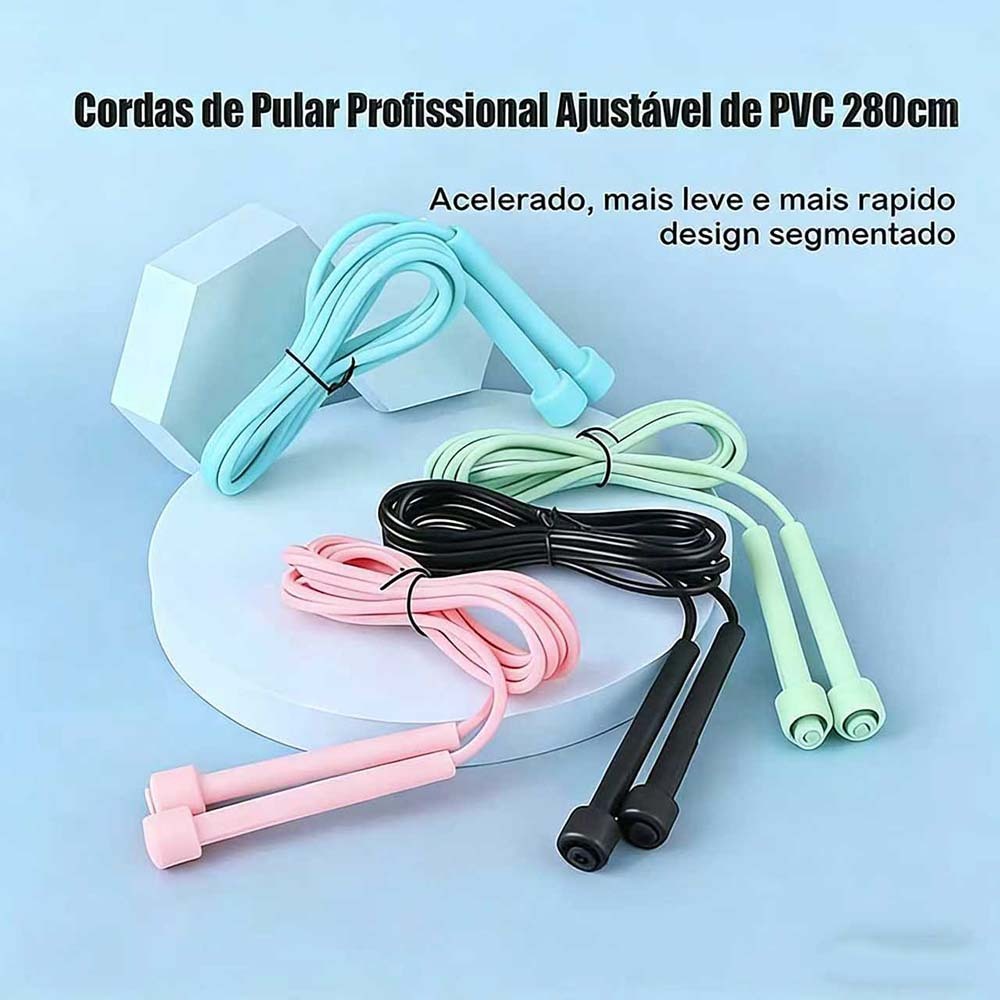 KIT COM 3 Cordas de Pular Profissional Ajustável 