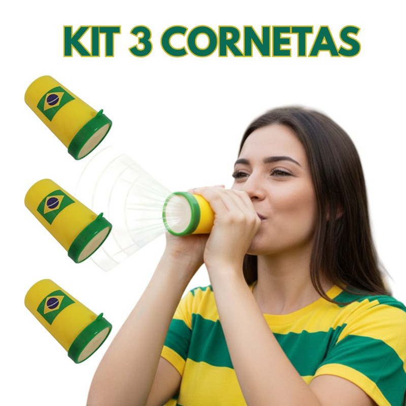 Kit 3 Cornetas/Vuvuzela Brasil – Barulhenta 