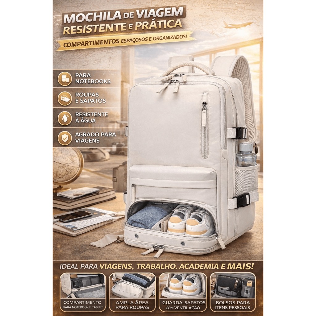 Mochila de Viagem Feminina Multifuncional Reforça