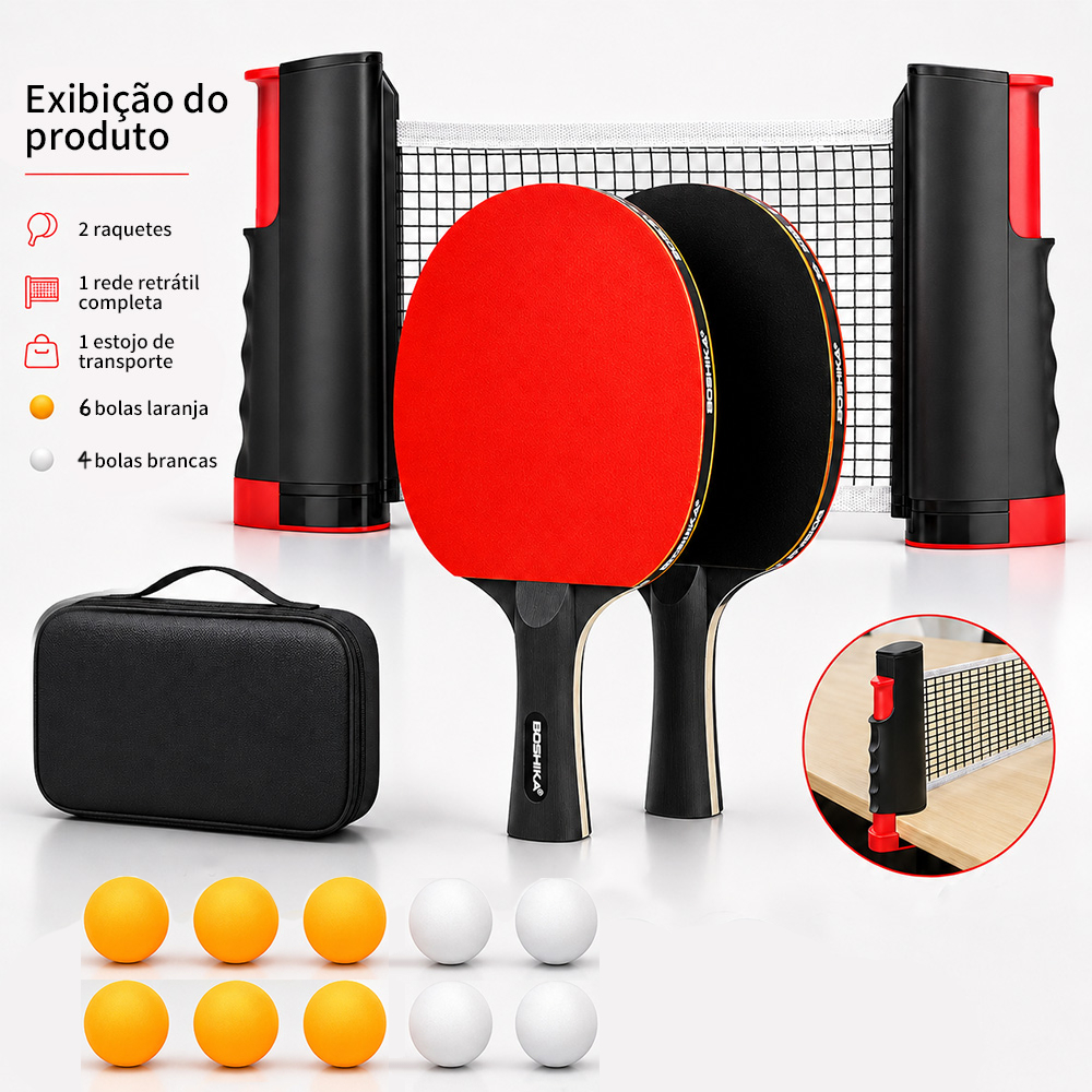 Kit Ping Pong Profissional Completo Com Rede + Raq