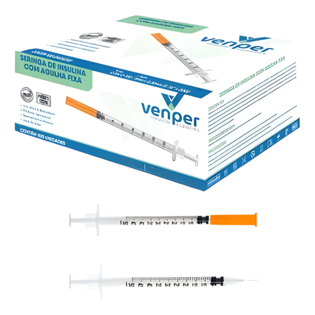 Seringa de Insulina com Agulha Fixa 0,5ml  0,25mm 