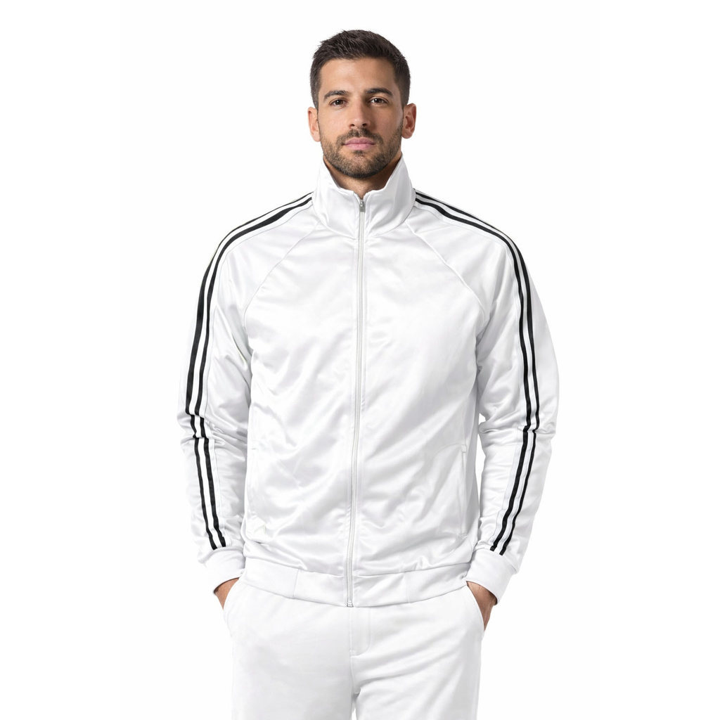 Jaqueta Masculina Gola Alta com Faixas Dryfit Moda