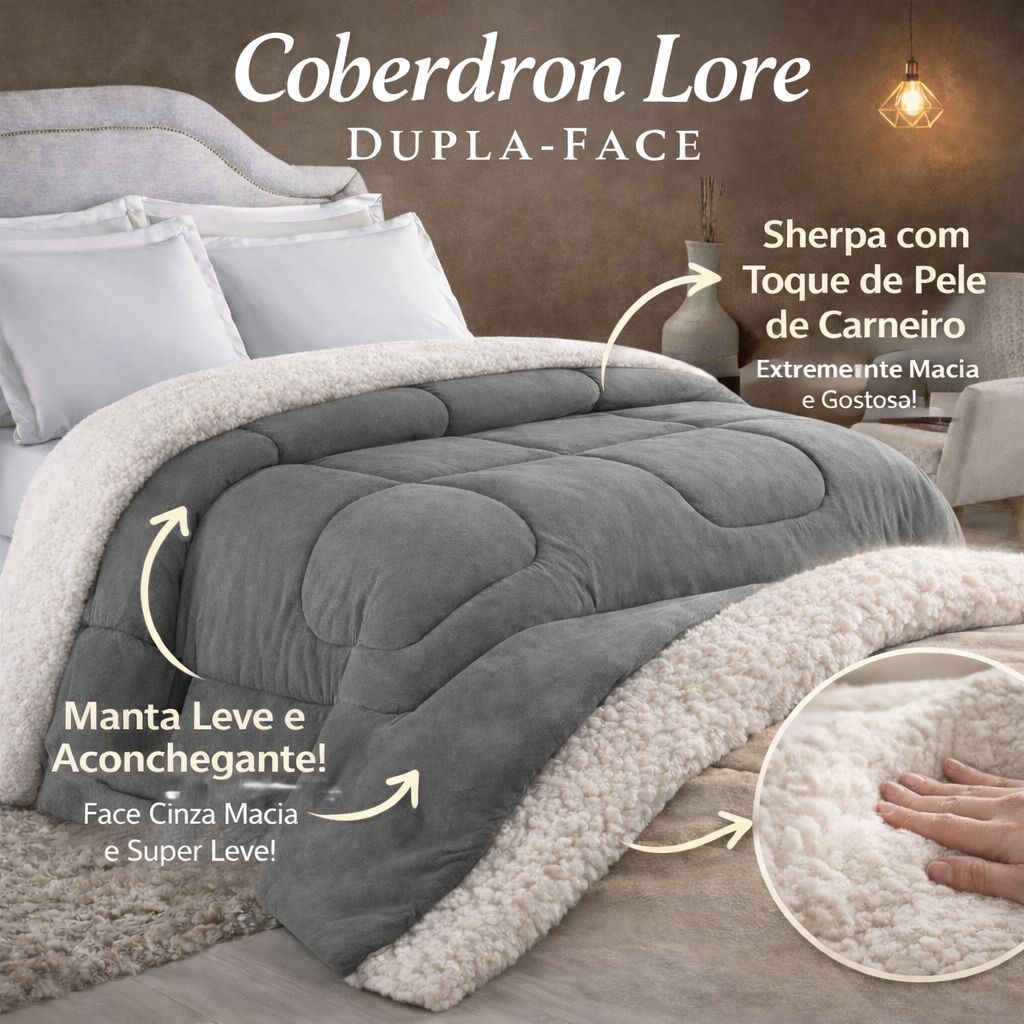 Coberdron Queen Edredon Dupla Face Edredon Sherpa