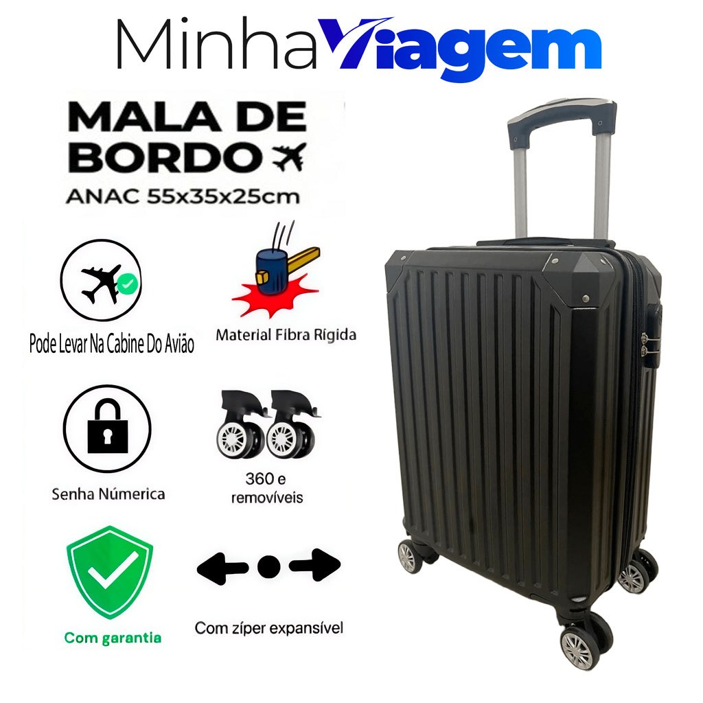Mala De Bordo Viagem 10kg Padrão ANAC Fibra Rígi