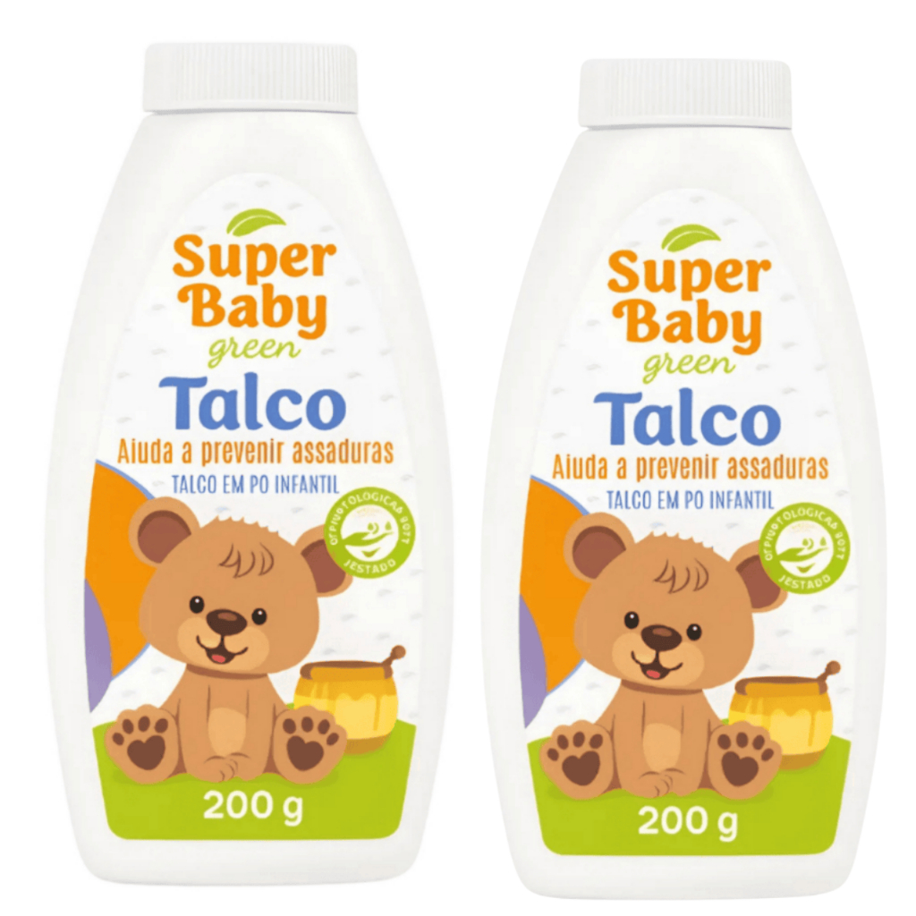Kit 2 Talco Para Bebê Super Baby Green 200g Talco