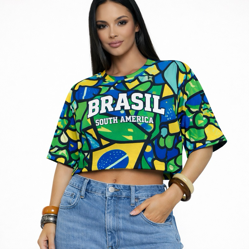 Cropped Oversized Brasil  Copa – Conforto, E