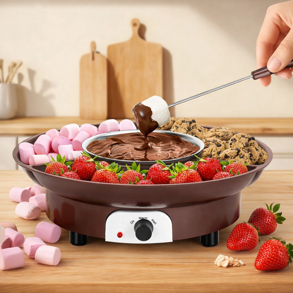 Conjunto de Fondue Elétrico para Chocolate Queijo