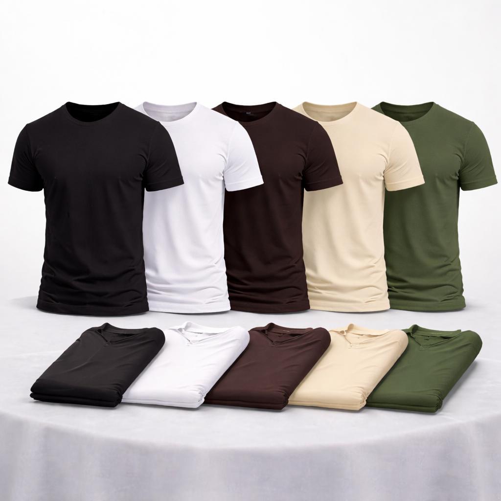 Kit 5 Camisetas Masculinas Básicas Lisas 100% Alg