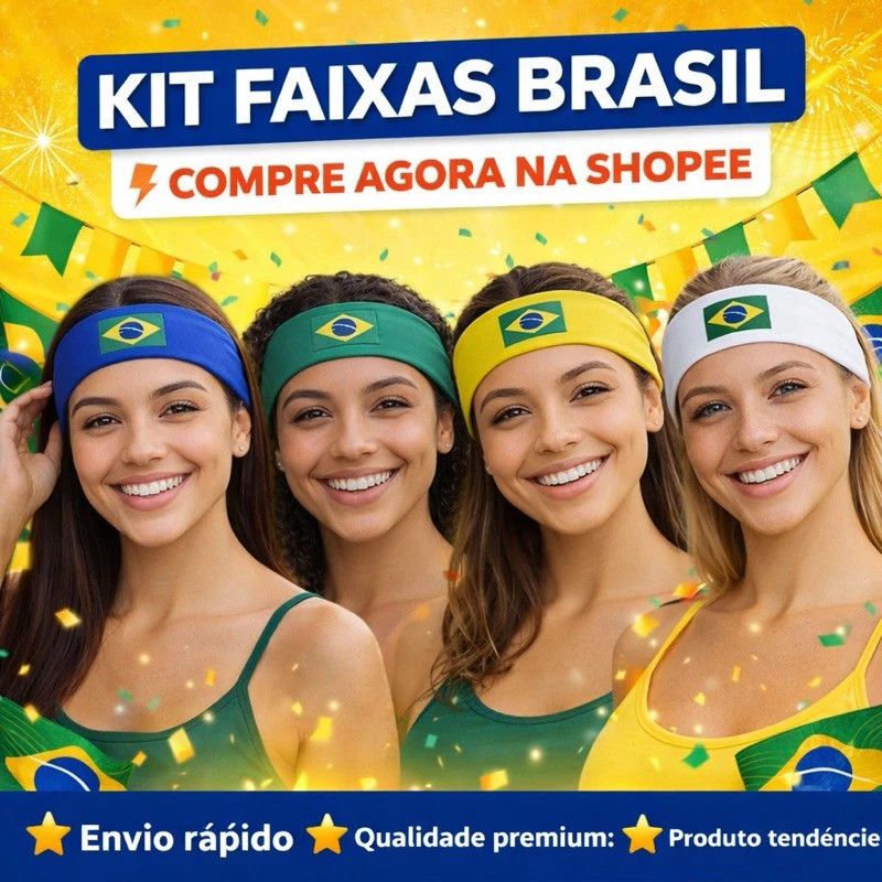 Faixa de Cabelo Bandeira do Brasil Verde Amarelo A