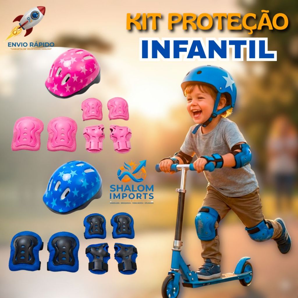 Kit de Capacete de Proteção Infantil 7 Peças  C