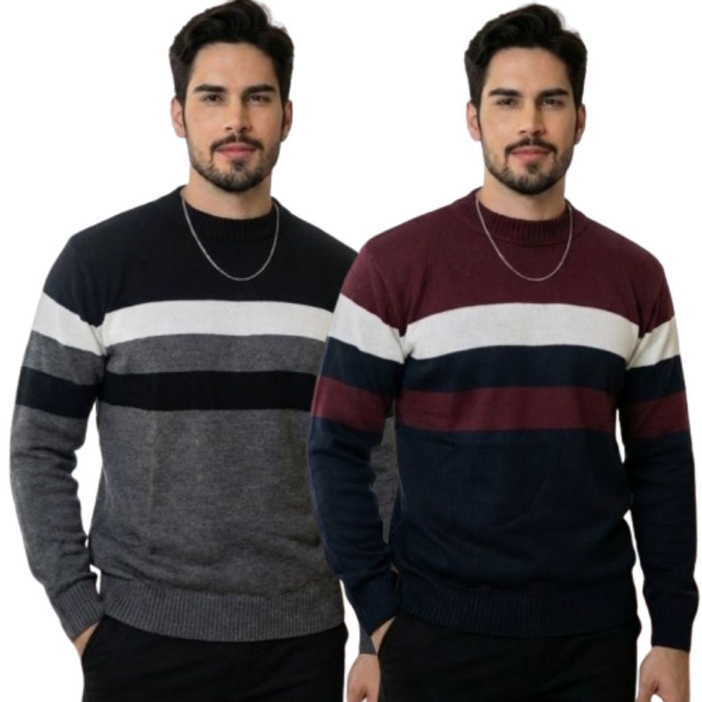 Kit 2 Blusa Masculina Manga Longa Gola Redonda Su�