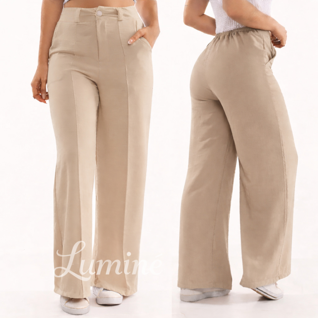 Calça GG Feminina Pantalona Wide Leg Duna com Bot