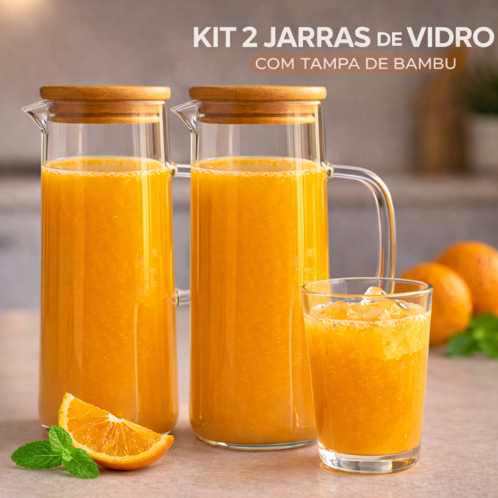Kit com Duas Jarras de Vidro Borossilicato Transpa