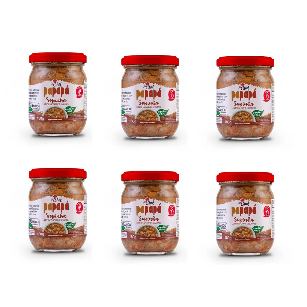 KIT 6 x SOPINHA BEBÊ ORGÂNICA PAPAPÁ LA CHEF 18
