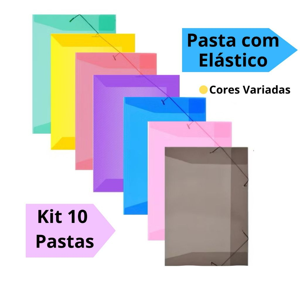 Kit Pastas com Elástico Aba Grande A4 Ofício 335