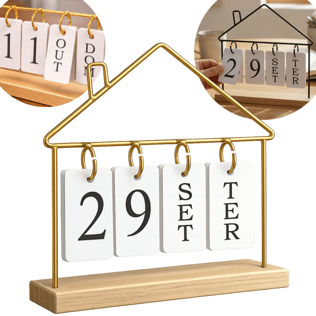 Calendário de Mesa Decorativo com Plaquinhas Dupl