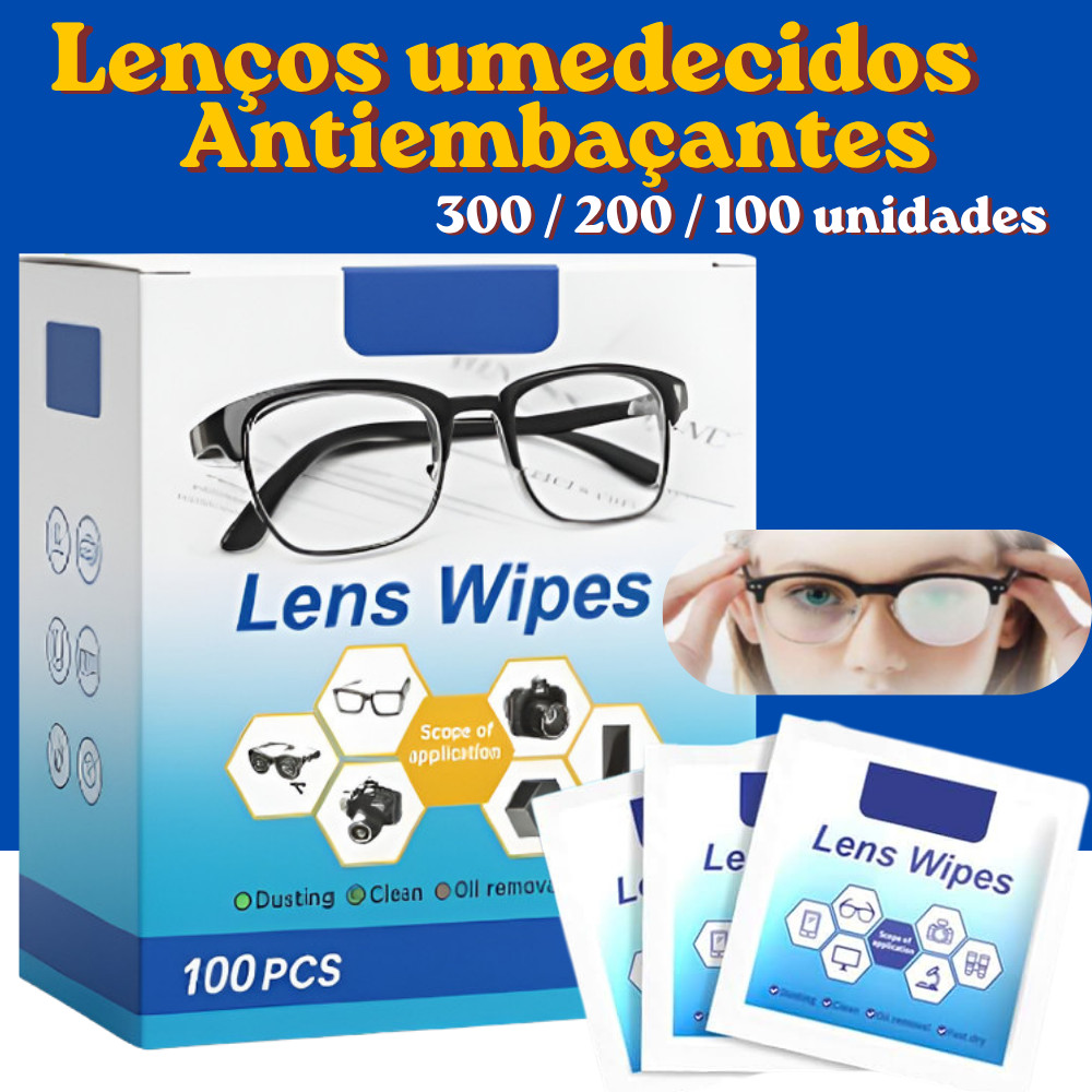 Lenço Umedecido Para Limpeza Lente Óculos Câmer