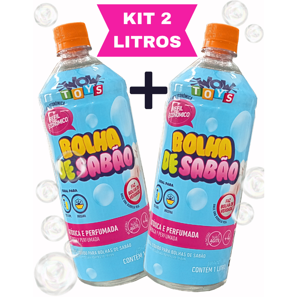 Kit 2 Unidades Refil Bolha De Sabão Liquido Bubbl