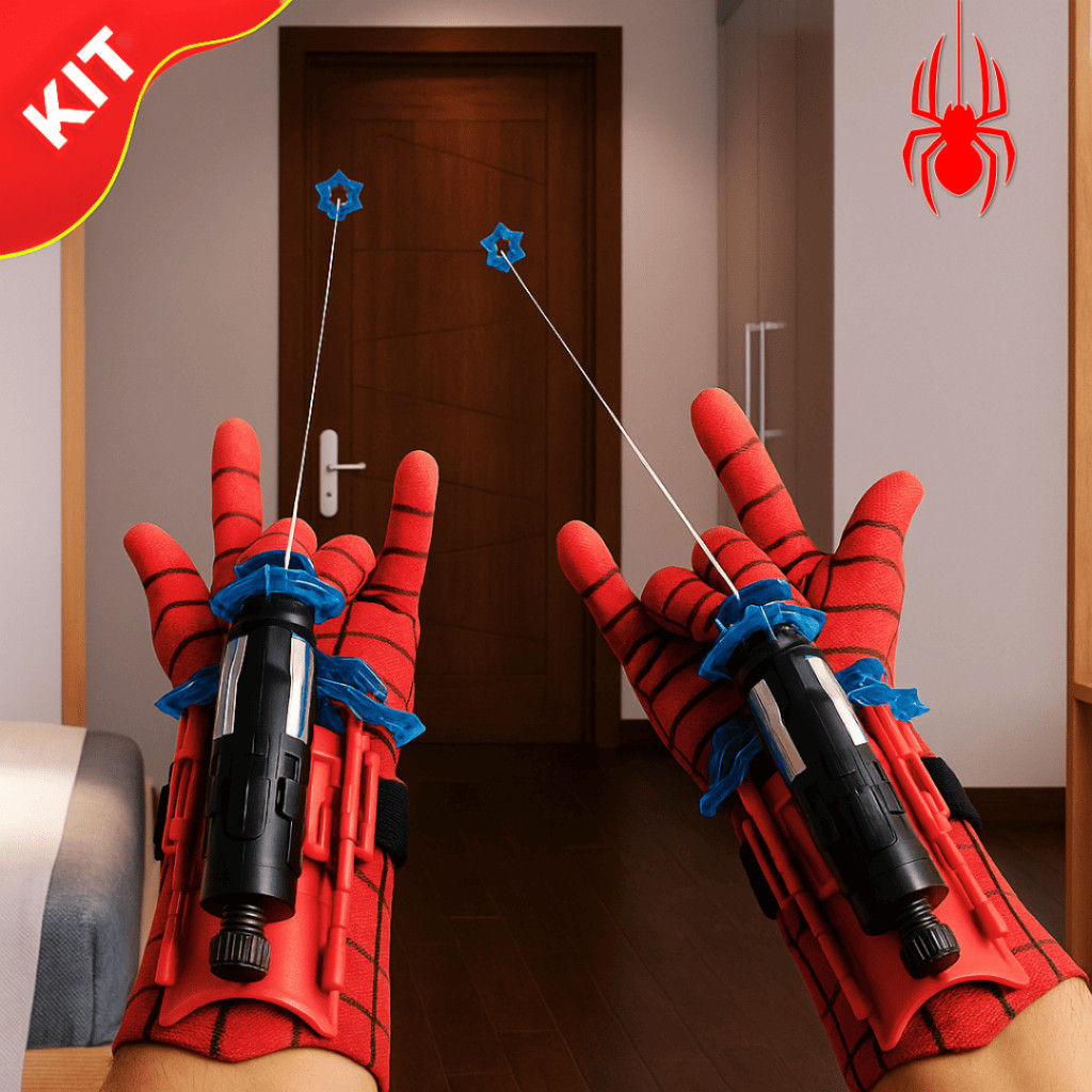 Brinquedo Infantil Homem-Aranha Kit com 2 Luvas L