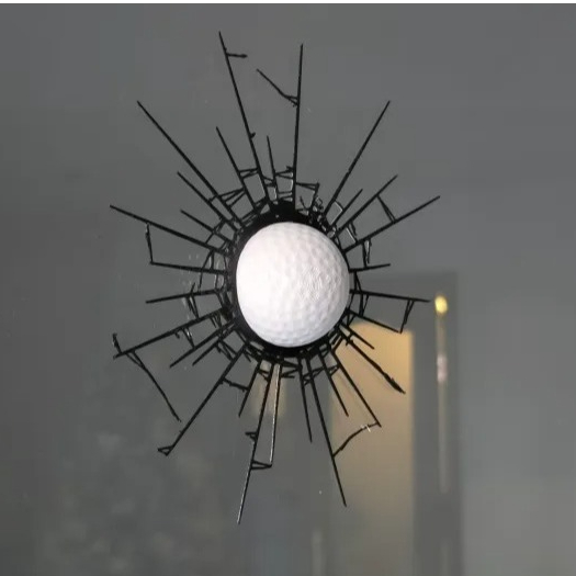 Bola de Golfe Vidro Quebrado Trincado Decoração 