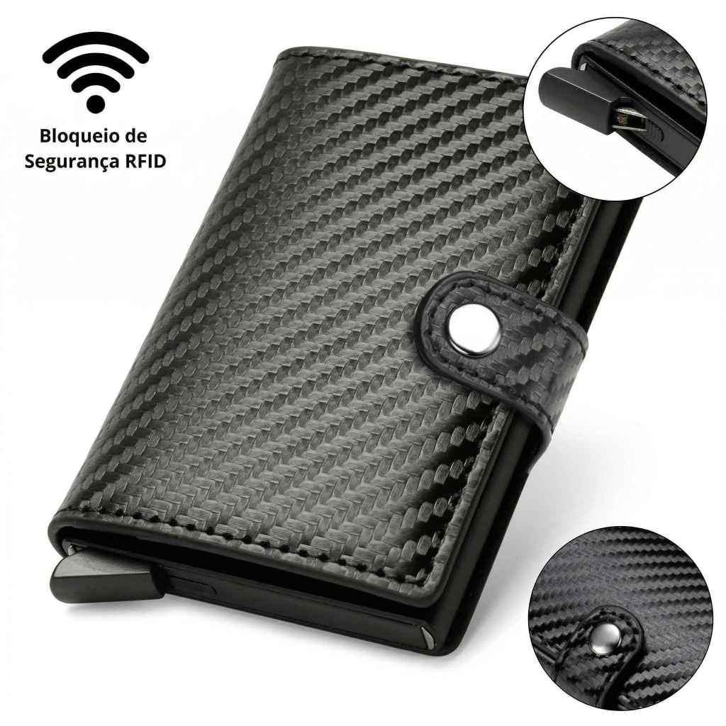 Carteira Slim Pop-Up Automática Bloqueio RFID Ant