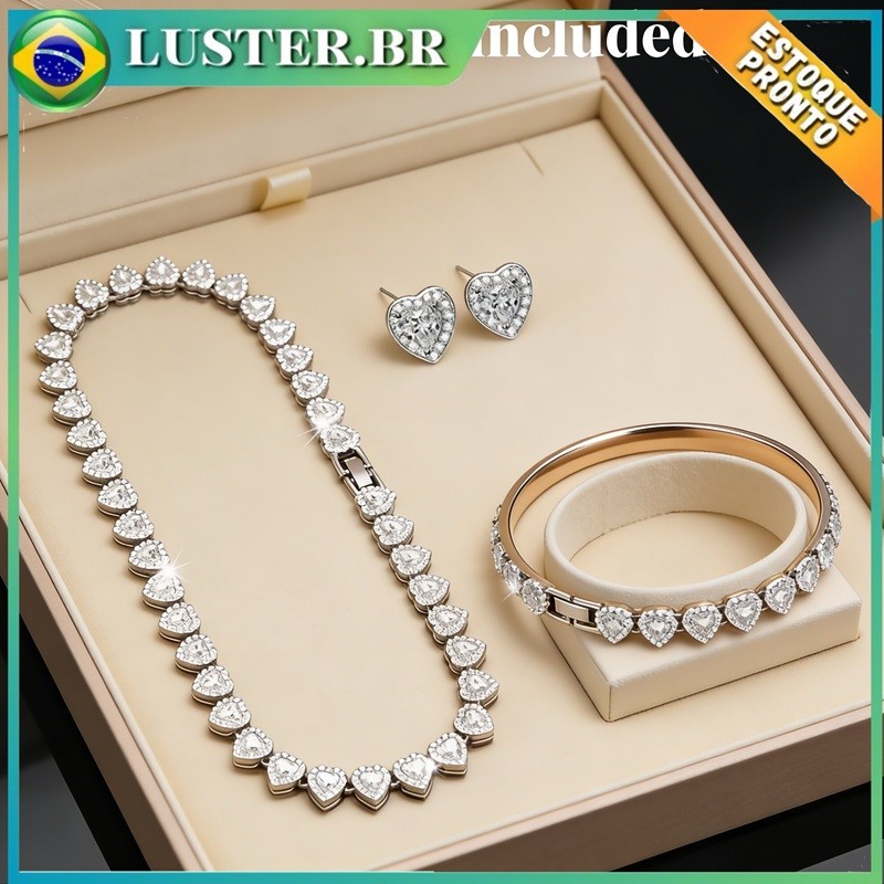 Conjunto Jóias Corrente Cubana de Coração em A�
