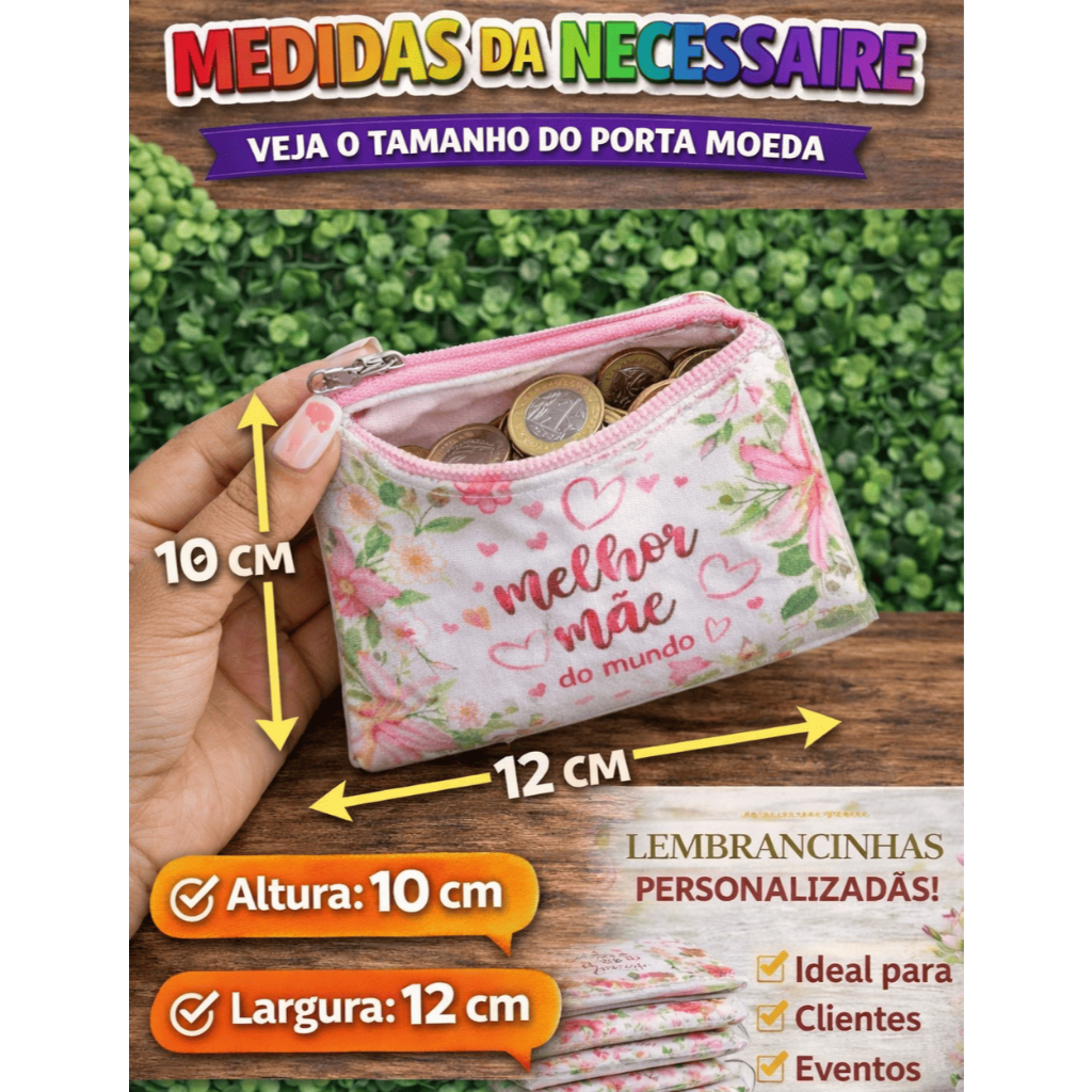 Porta moedas personalizada com tema dia das mães 