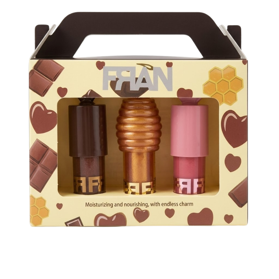 Kit Presente Gloss Labial FRAN Com 3 Und Chocolate