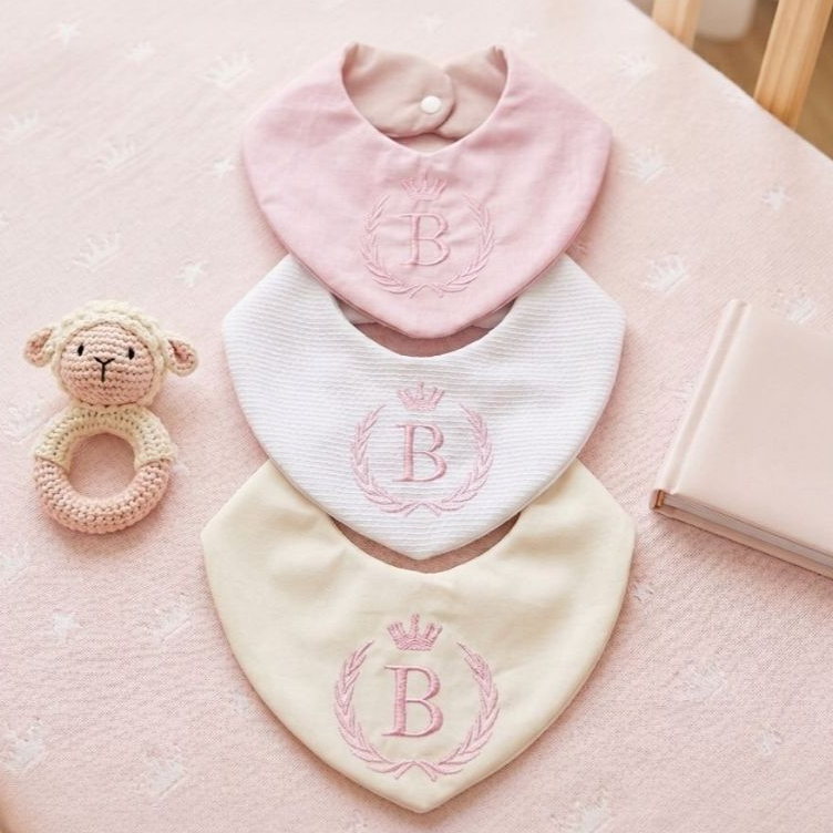 Kit 3 Babador Bandana Personalizado Inicial Do Nom