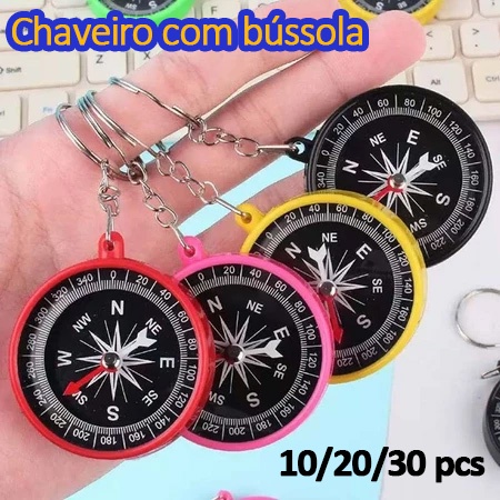 Kit com 10/20/30 Unidades Chaveiro de Bússola Min