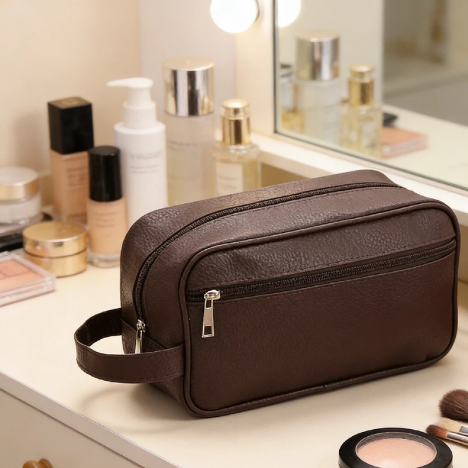 Necessaire organizadora unissex em couro sintétic