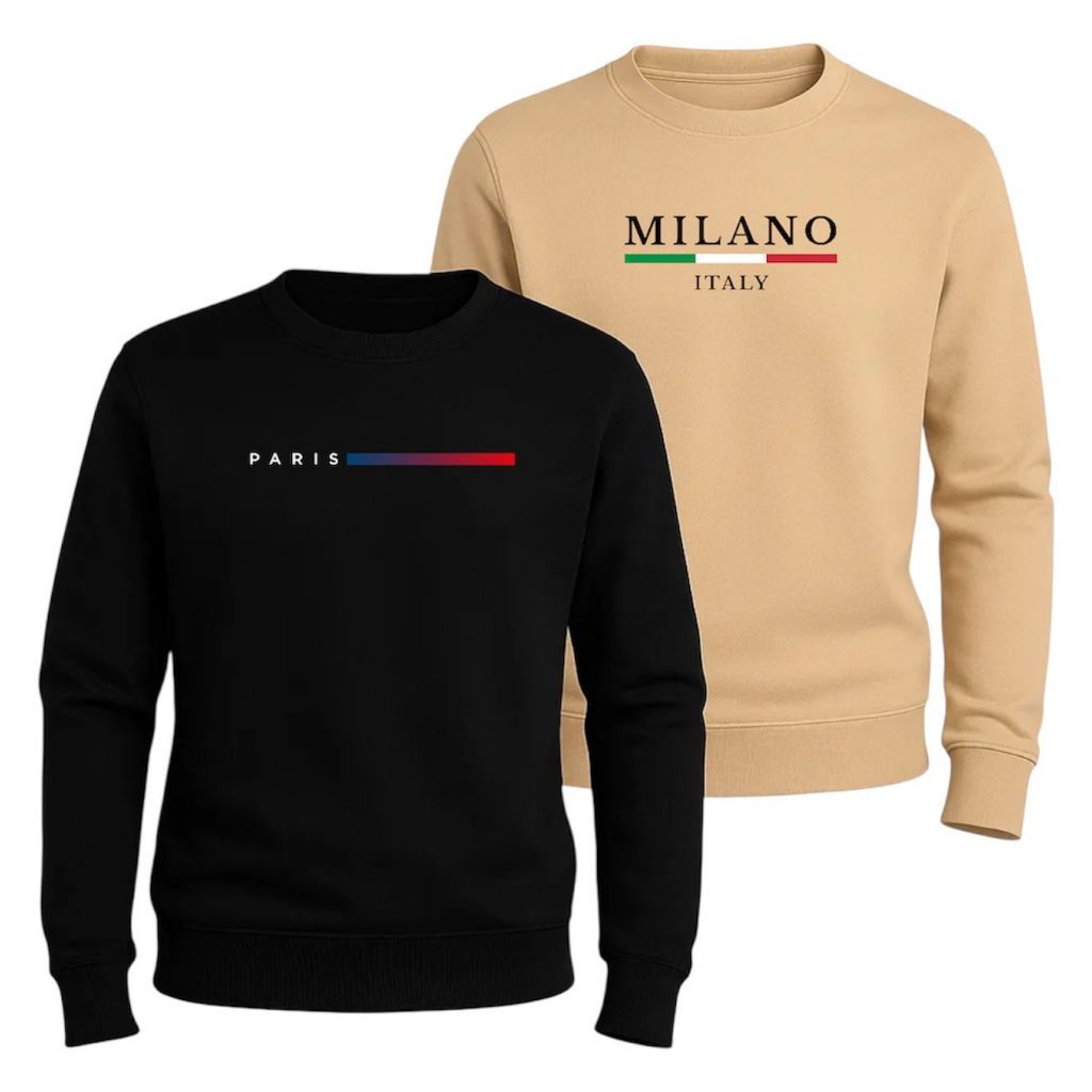 Kit Blusa De Frio 2 Moletom Gola Redonda Careca Pr