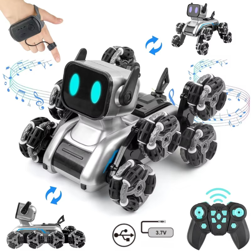 Cão Robô Inteligente RC 8 Rodas, Acrobático com