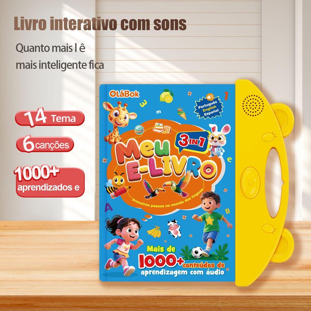 E-Livro 3 em 1 – Livro Interativo com Sons e