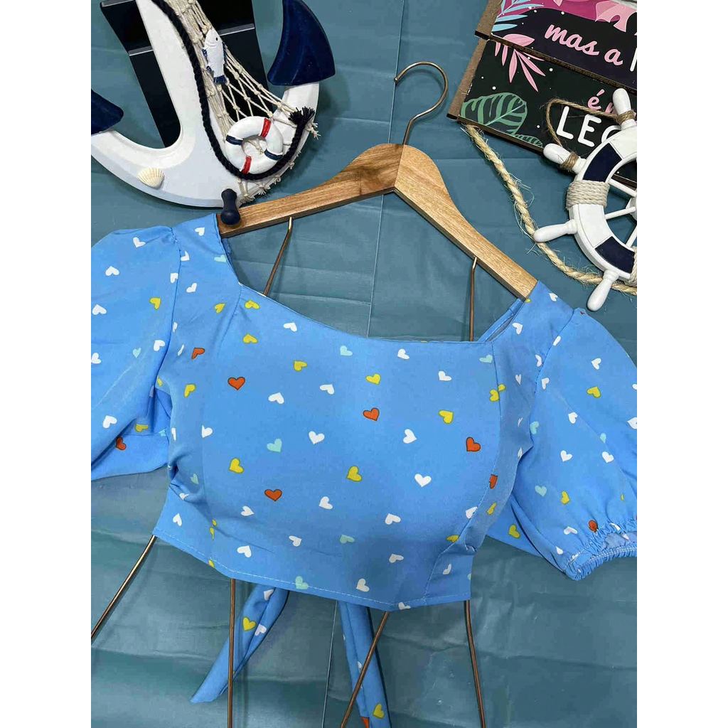 cropped com bojo com manga feminina estampan multi