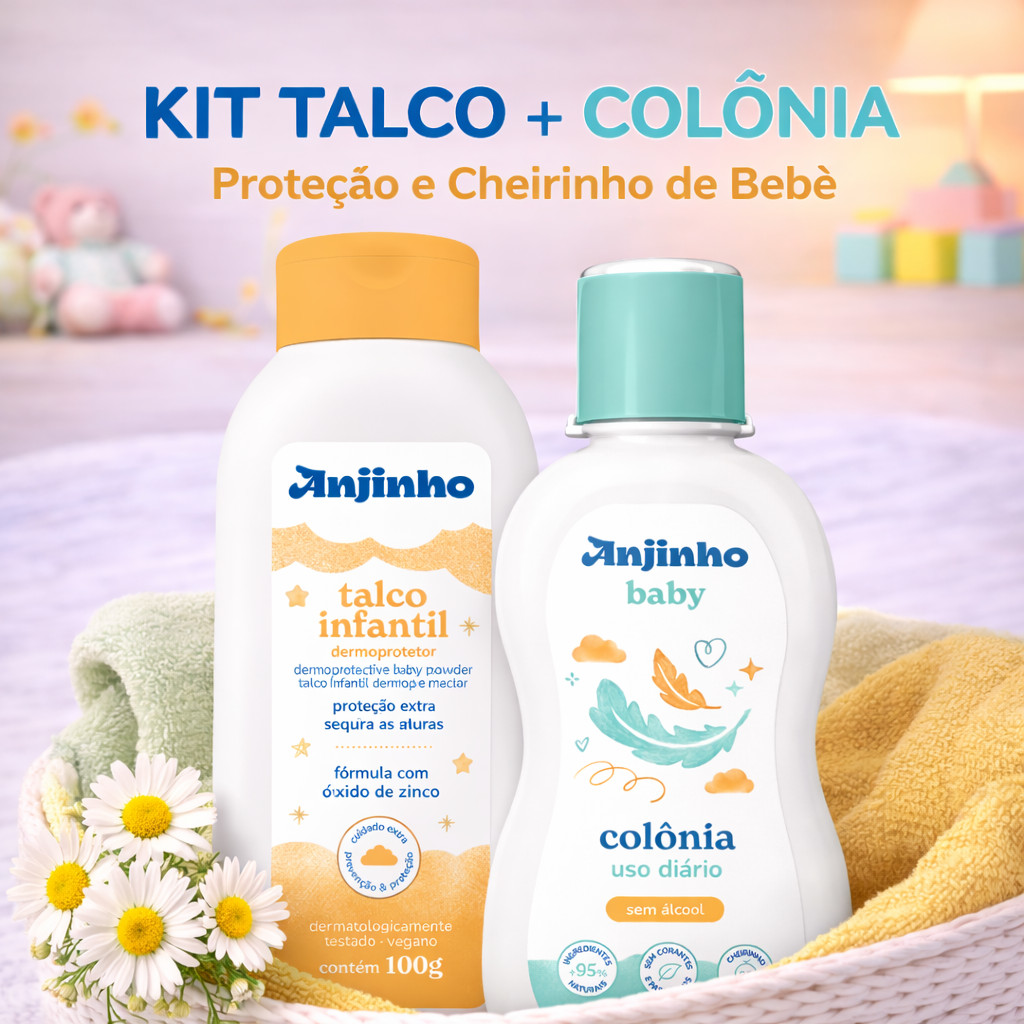 Kit Talco Infantil + Colônia Bebê Anjinho Baby |