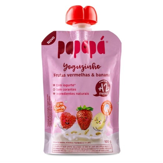Yoguzinho Papapá Sabor Frutas Vermelhas e Banana 