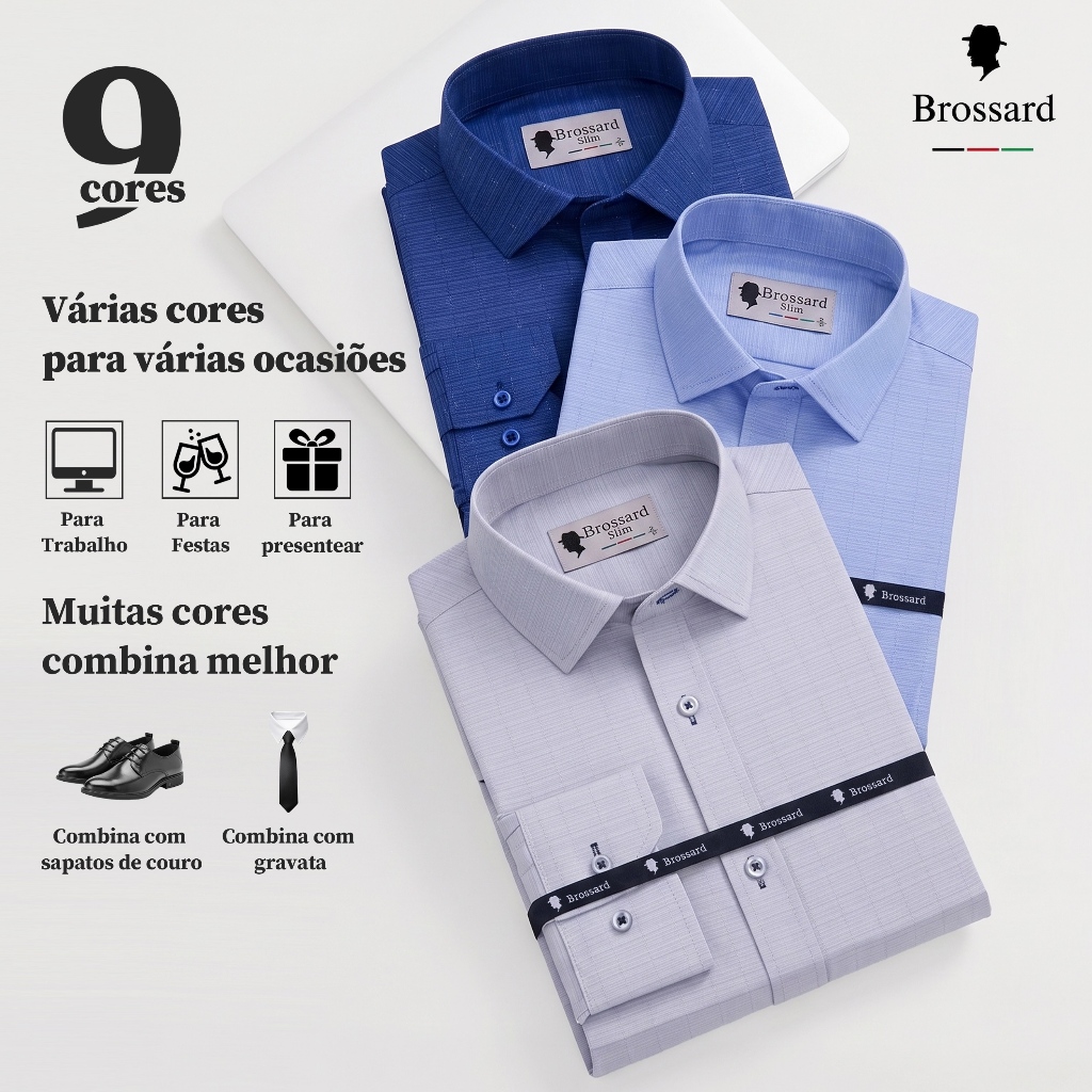 Camisa Social Masculina Algodão Slim Fit Estilosa
