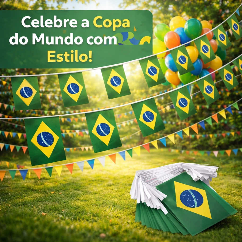 Bandeirinhas do Brasil Copa do Mundo 2026 Varal de