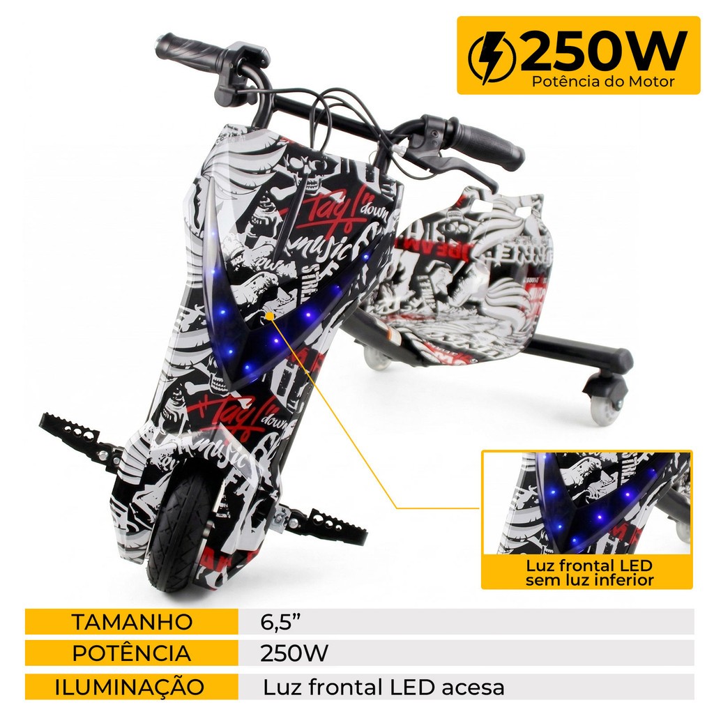 Triciclo Drift Elétrico 6 Infantil: Bluetooth, LE
