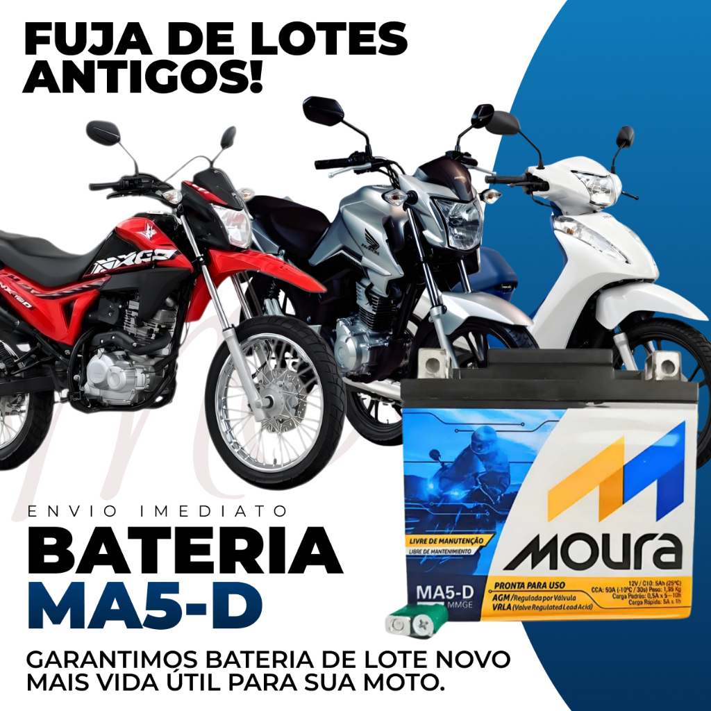 Moura Para Moto 150 125 160 biz Partida 6/7 Ampere
