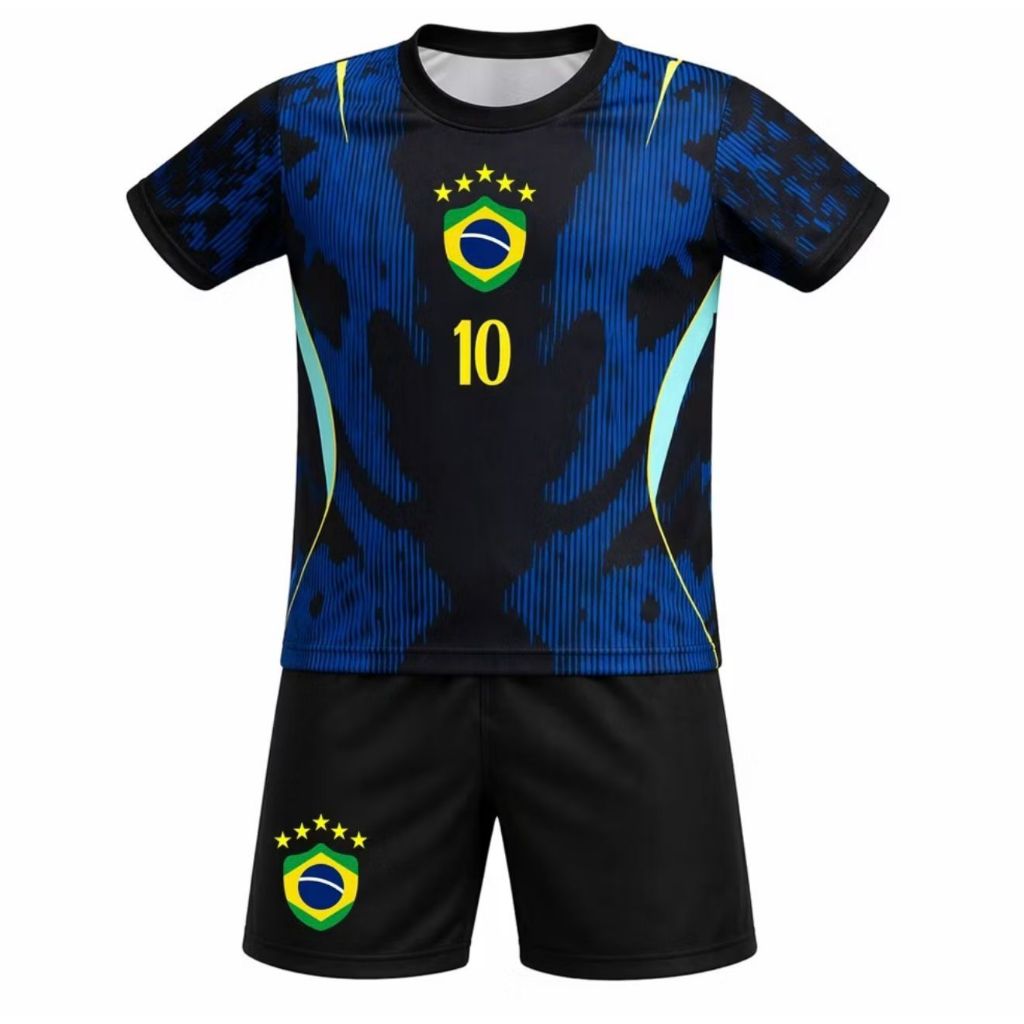 Kit Conjunto Camisa e Short Bordados Brasil infant