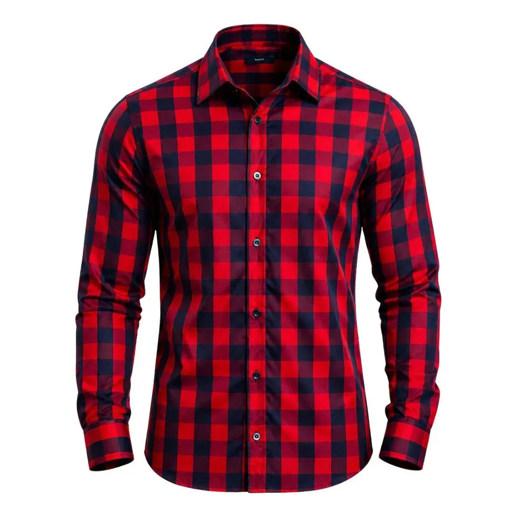 Camisa Social Masculina Xadrez Casual Confortável