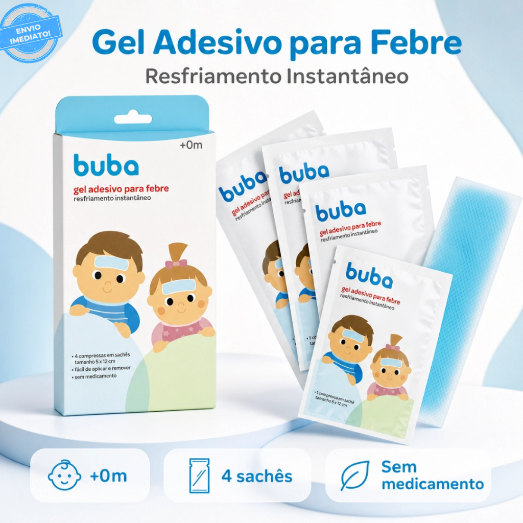 Kit 4 Compressa Em Gel Buba Para Aliviar Febre Com