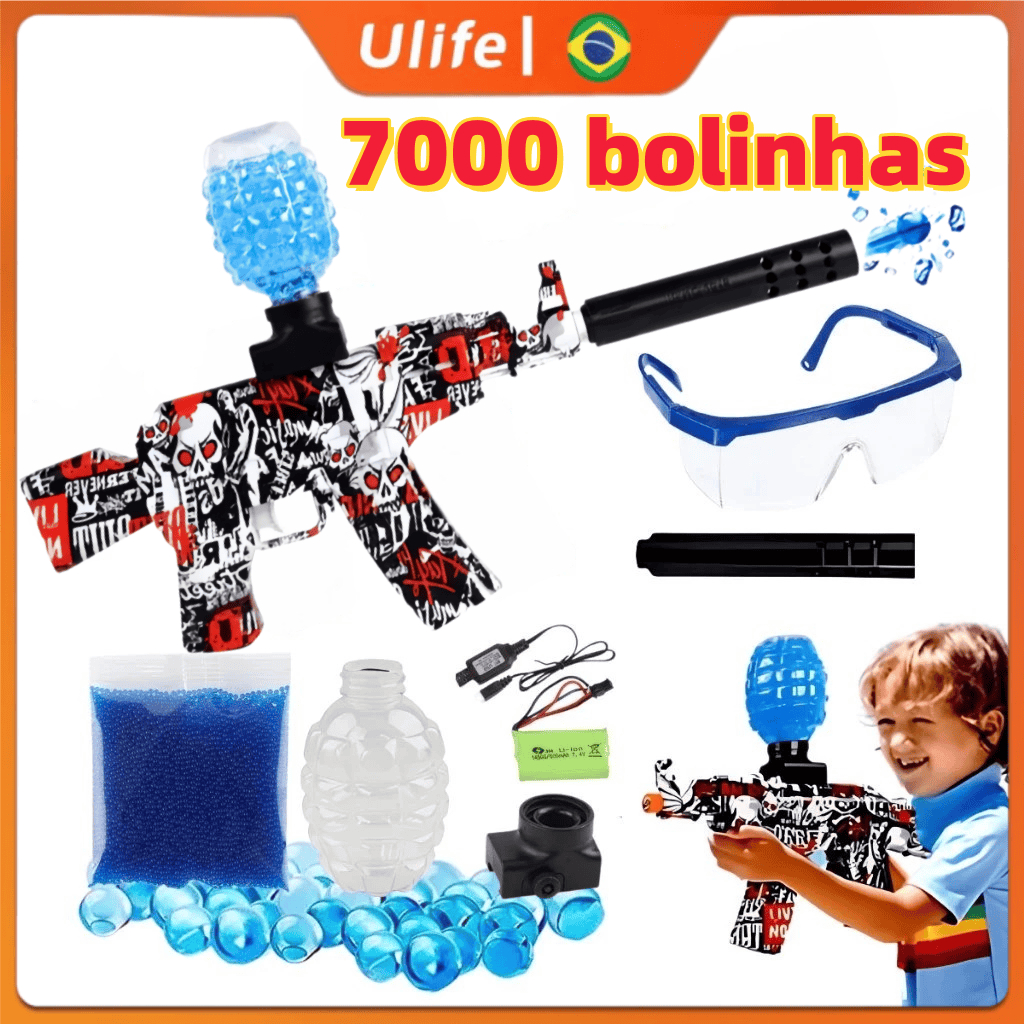Lançadora de Gel Elétrica Com 7000 Bolinhas para