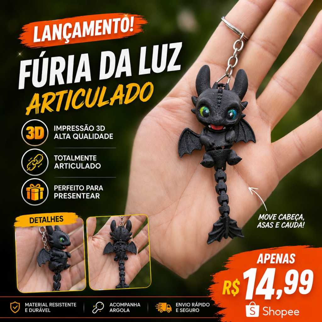 Fúria da Noite Articulada 3D Banguela